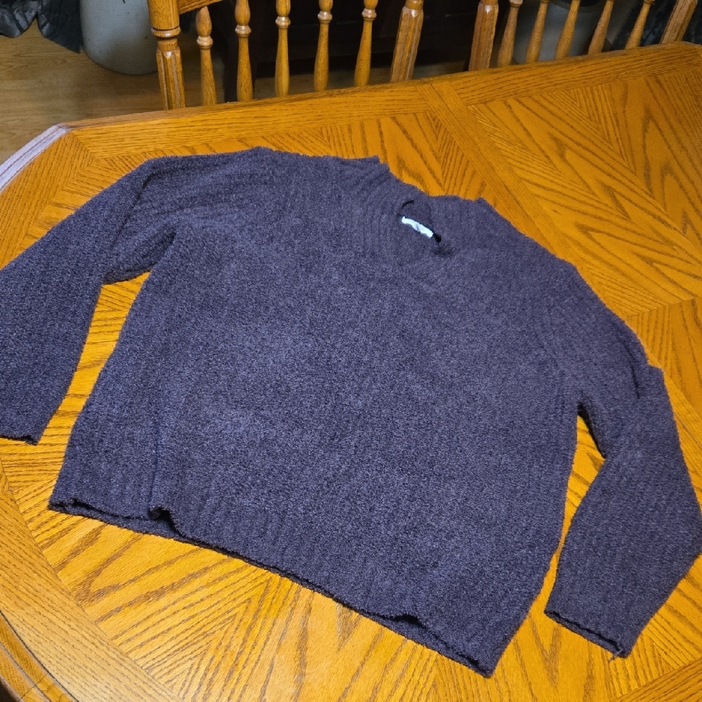 Maurices Dark Purple V-Neck Textured Sweater